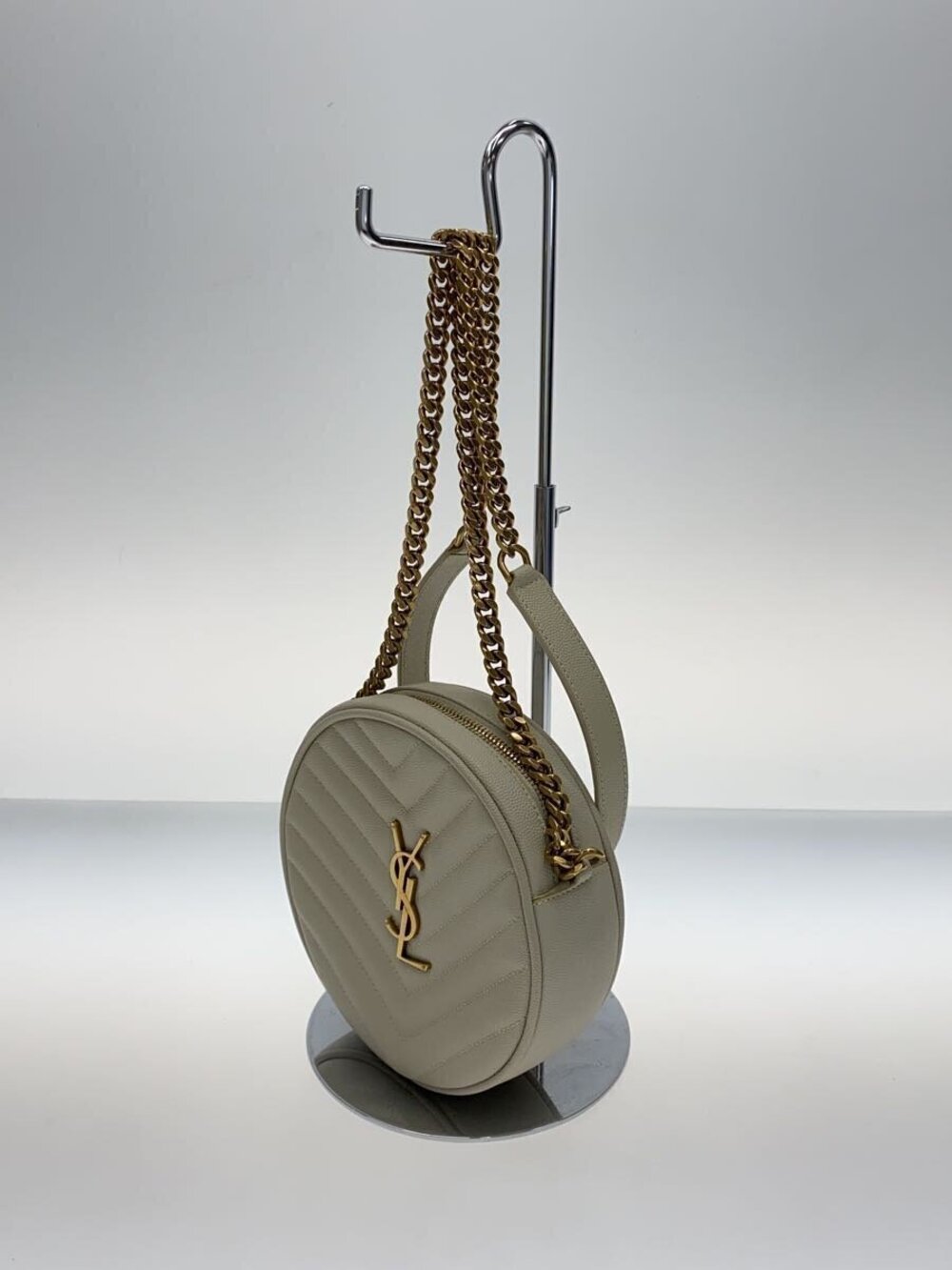 Saint Laurent Vinyl White Chain Shoulder Bag Leather White